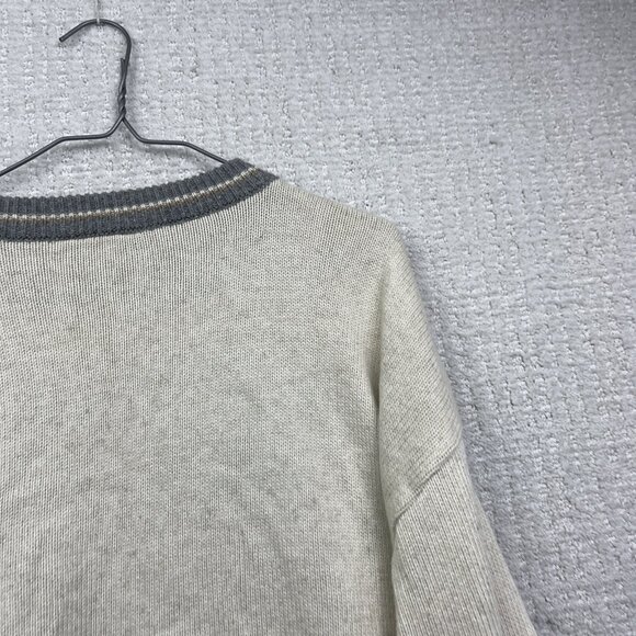 VTG Sunday's Men S Sweater Off-White / Green 3D Knit Wool Blend Canada Made - Picture 15 of 15